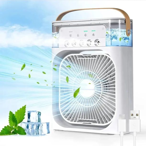 Portable Air Cooler Mist Fan Mini Table Fan For Home With 3 Speed, Water Spray Cooling Fan All in one Coole